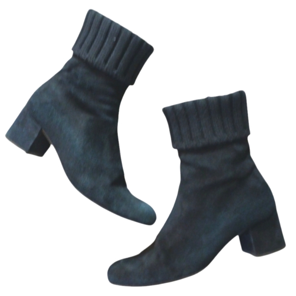 Jil Sander Black Suede Knit Cuff Ankle Boot Bootie Size 8